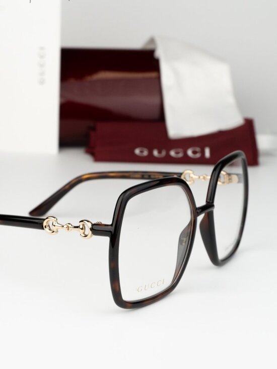 Gucci Women Eyeglasses Havana Demo Square Oversized GG0890O 002 NEW AUTHENTIC main image 5